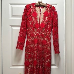 Naeem Khan Red Lace Jumpsuit